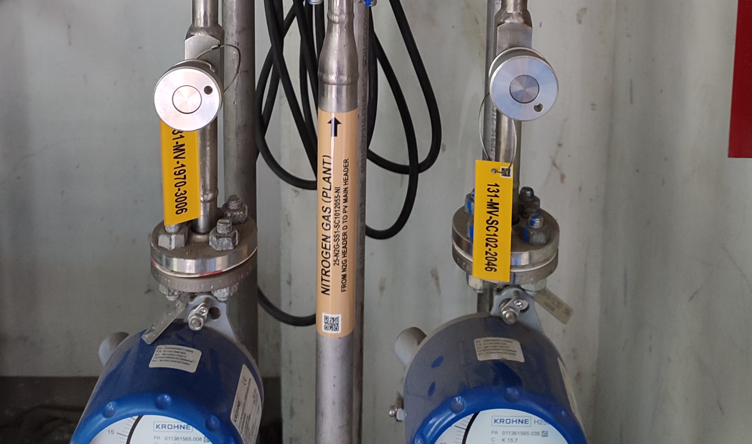 Professional reverse-laminated acrylic asset tags with wire mounting for equipment identification